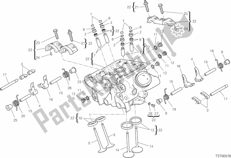All parts for the Vertical Head of the Ducati Diavel Xdiavel USA 1260 2018